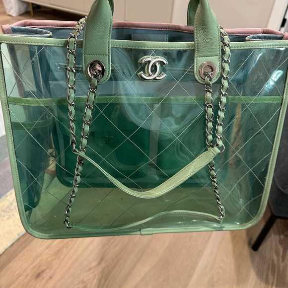 Lambskin and PVC Coco Splash Shopping Bag - Picture 1 of 7